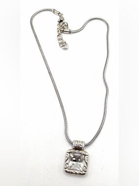 💎 BRIGHTON VINTAGE ‘Regina’ Silver Ornate Pendant Necklace RARE/RETIRED 💎